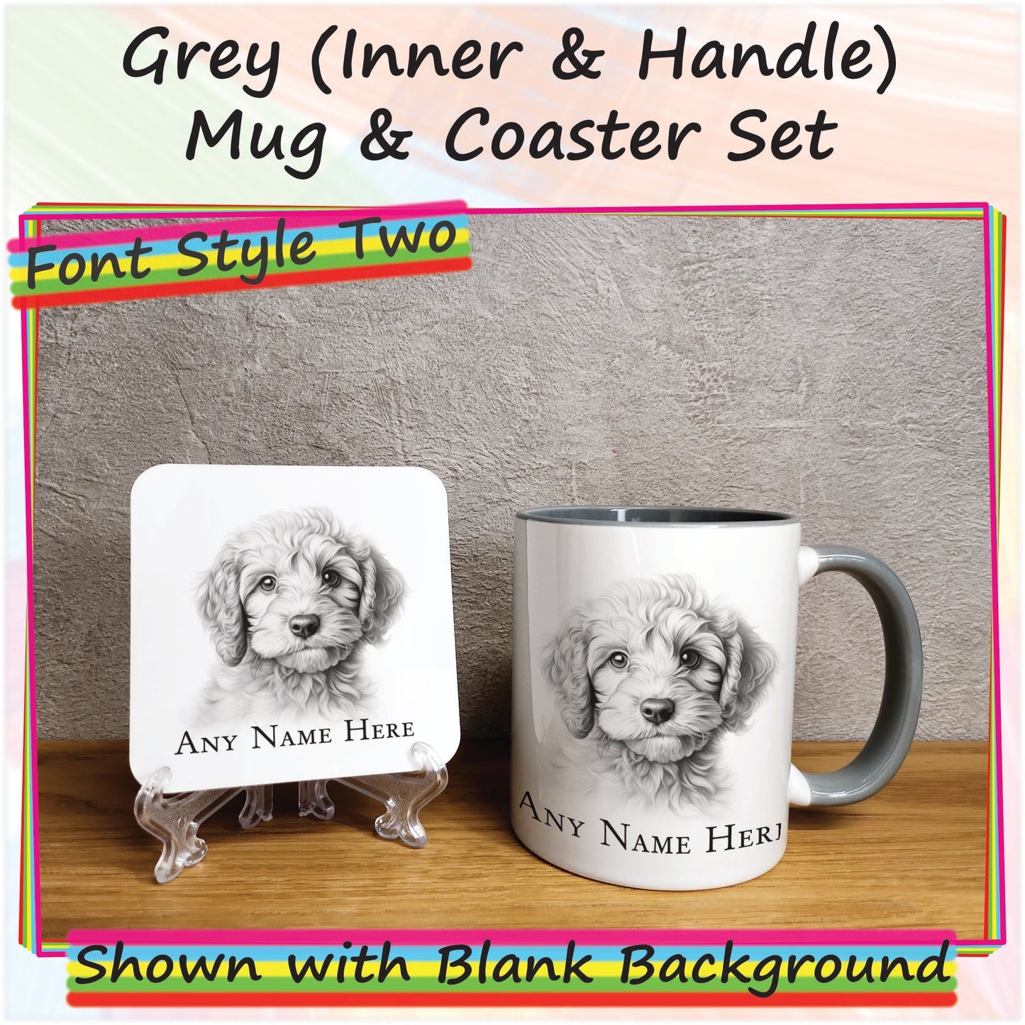 Personalised Sketched Cockapoo 11oz Ceramic Mug & Coaster Set