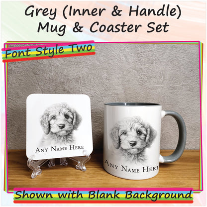 Personalised Sketched Cockapoo Mug & Coaster Set