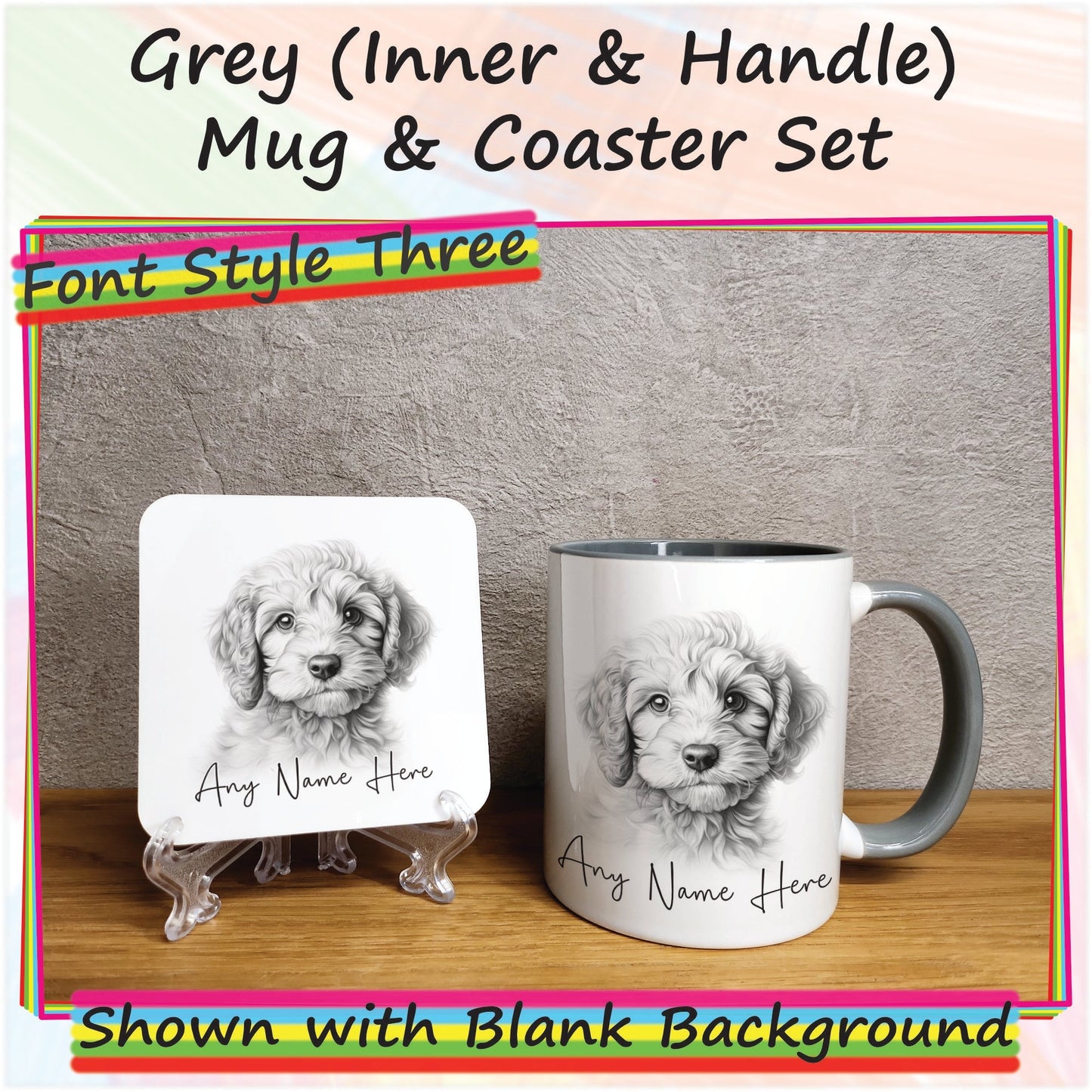 Personalised Sketched Cockapoo 11oz Ceramic Mug & Coaster Set