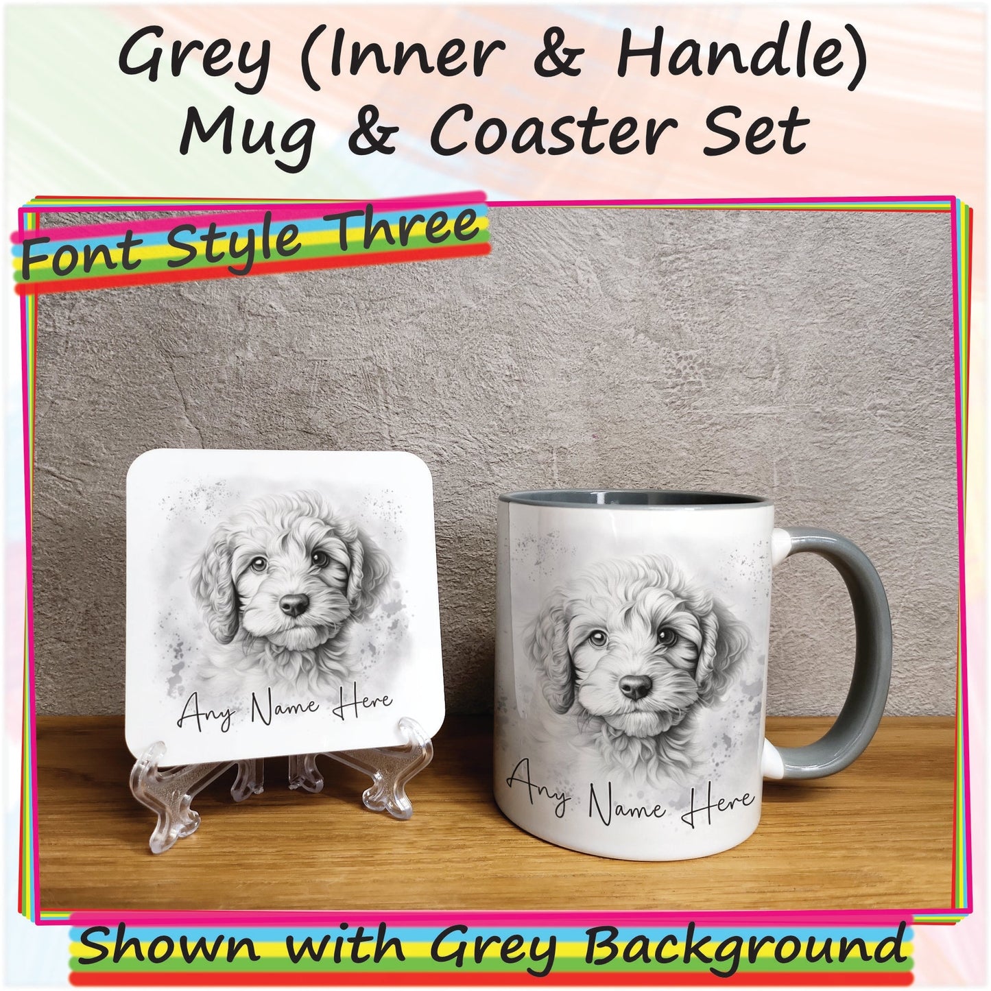 Personalised Sketched Cockapoo 11oz Ceramic Mug & Coaster Set