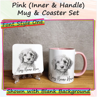 Personalised Sketched Cockapoo Mug & Coaster Set