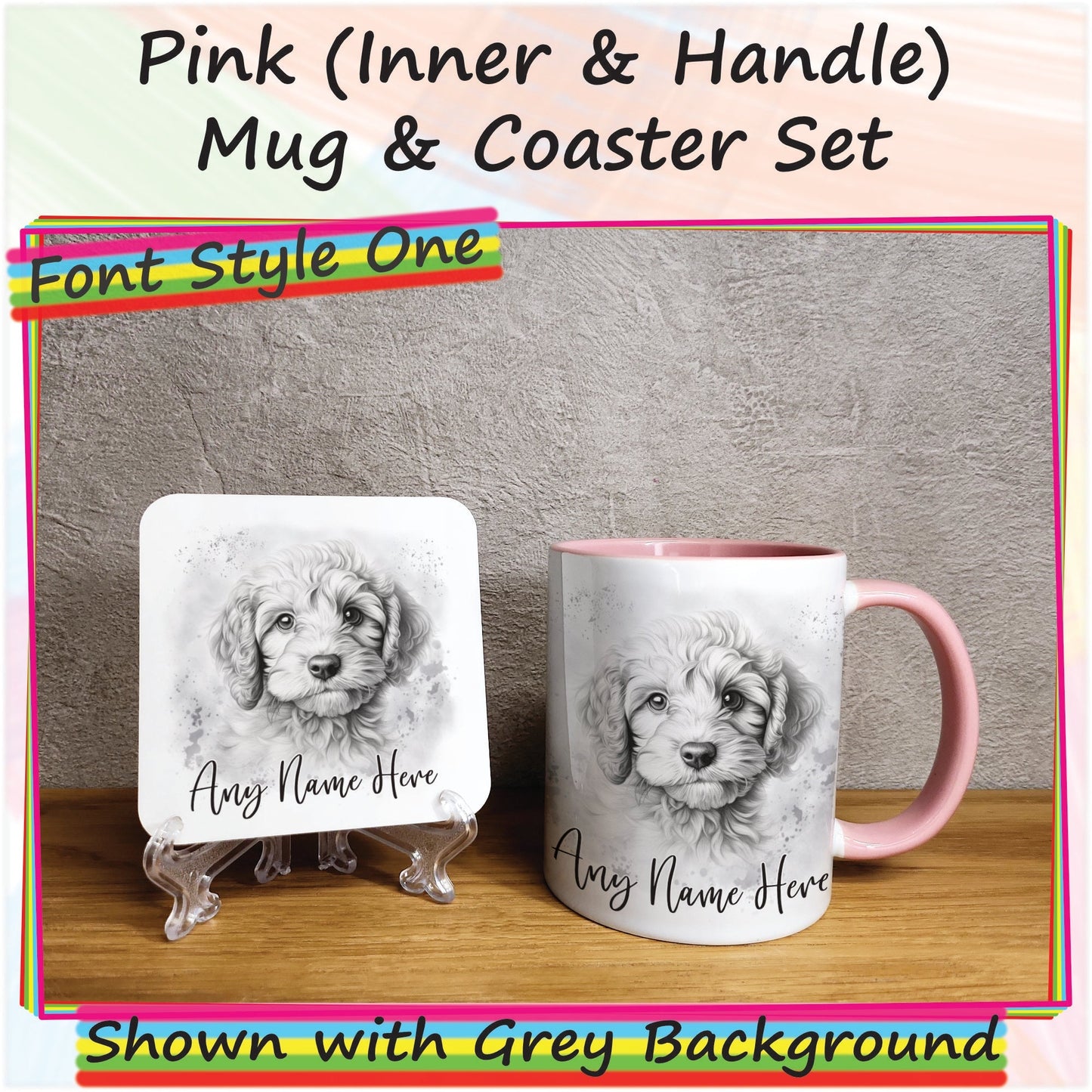 Personalised Sketched Cockapoo 11oz Ceramic Mug & Coaster Set