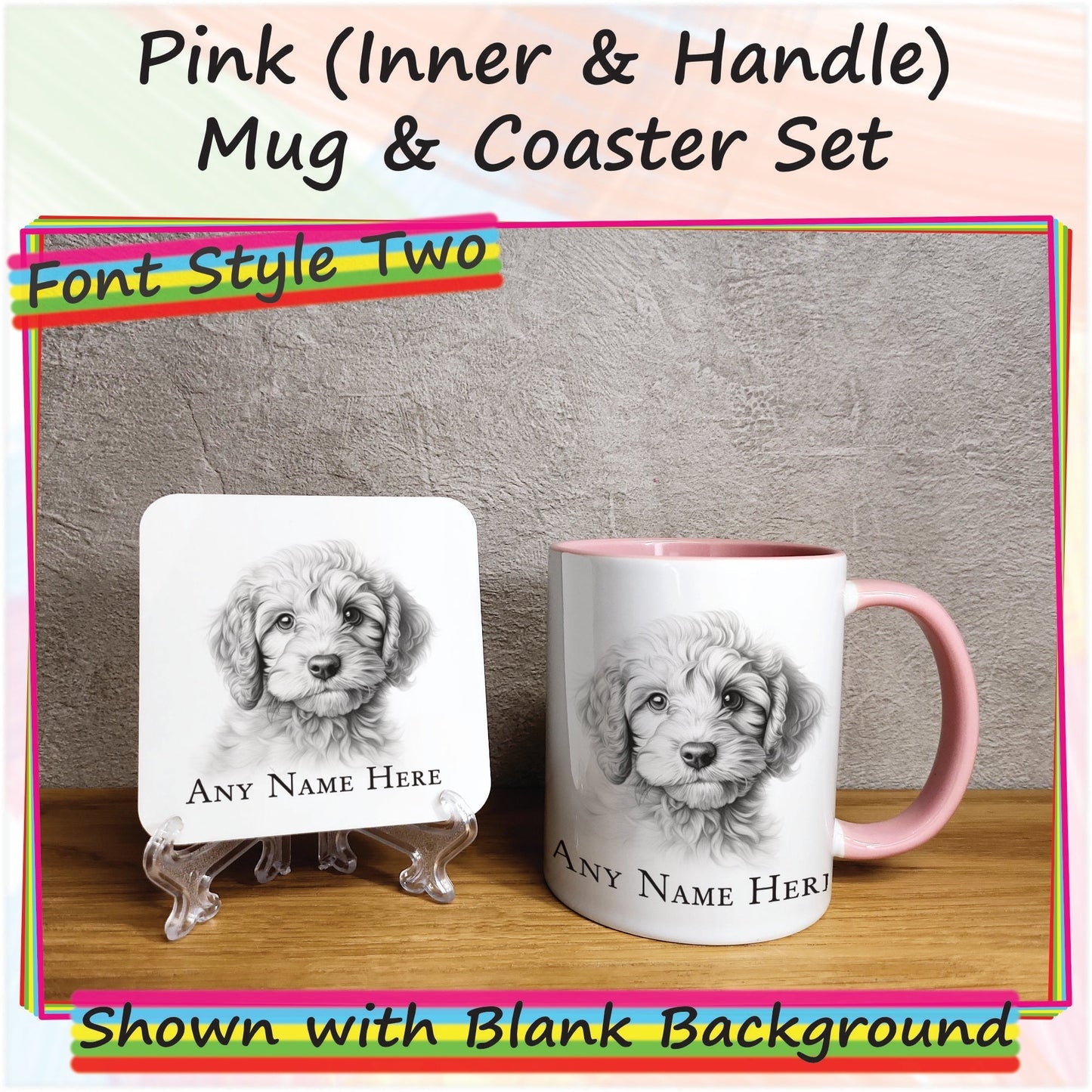 Personalised Sketched Cockapoo Mug & Coaster Set