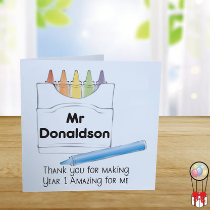 Personalised Teacher Thank You Card