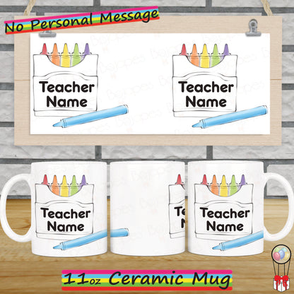 Thank You Teacher Crayon Personalised Mug