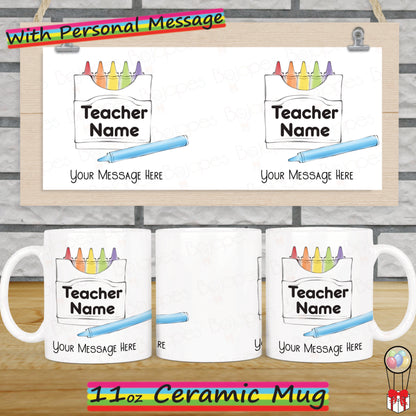 Thank You Teacher Crayon Personalised Mug