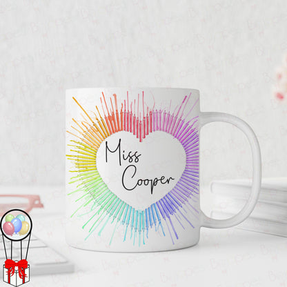 Thank You Teacher Crayon Rainbow Personalised Mug