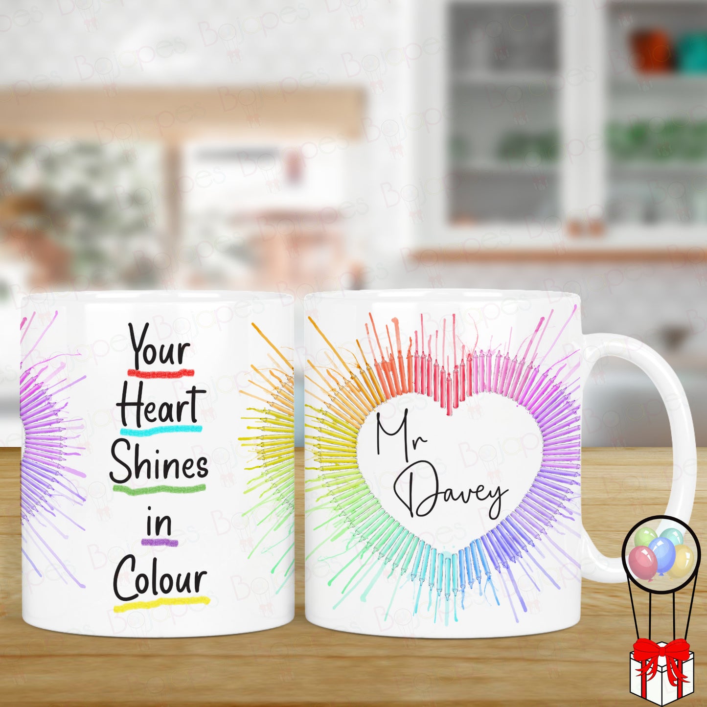 Thank You Teacher Crayon Rainbow Personalised Mug