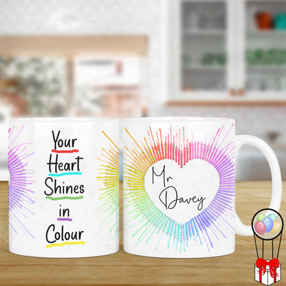 Thank You Teacher Crayon Rainbow Personalised Mug