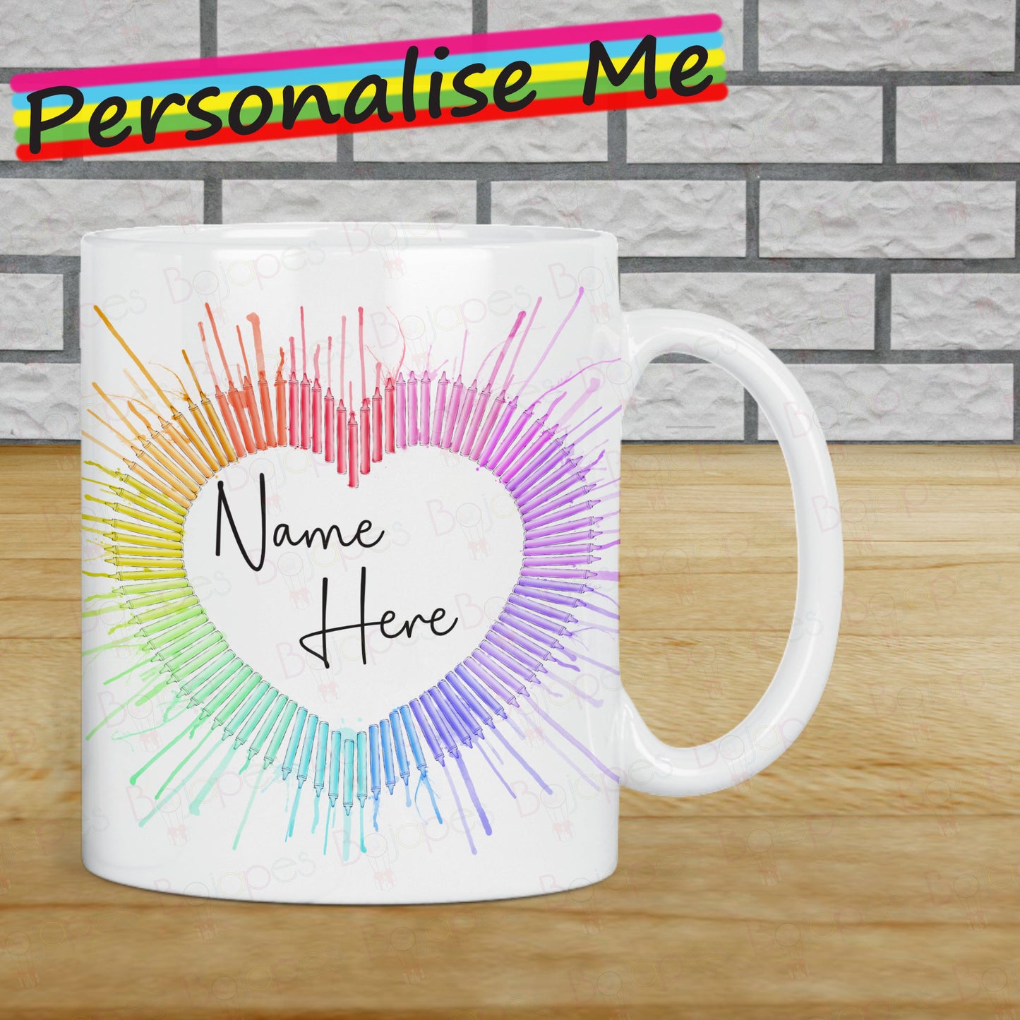 Thank You Teacher Crayon Rainbow Personalised Mug