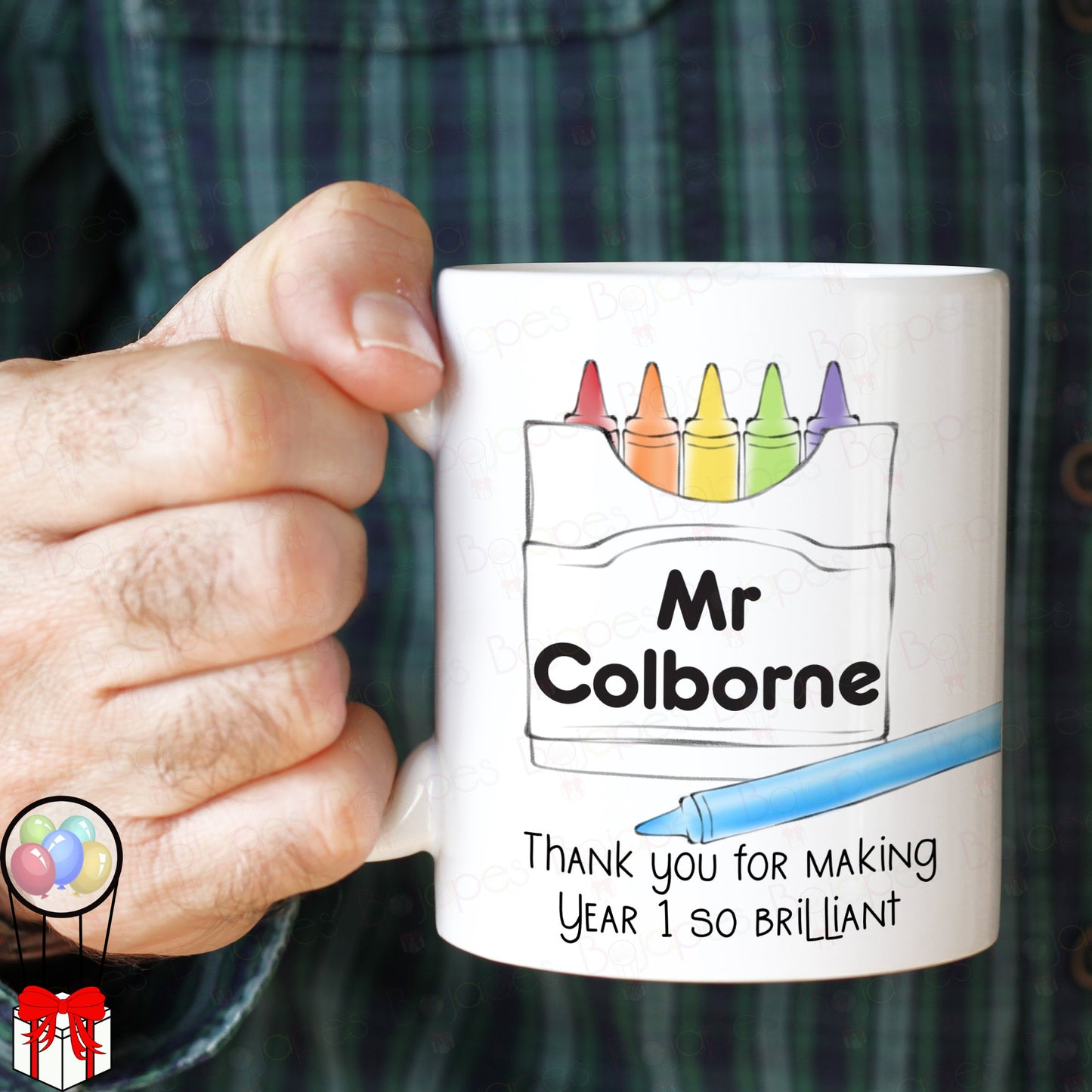 Thank You Teacher Crayon Personalised Mug