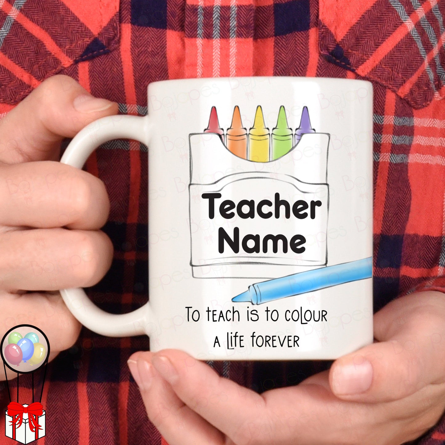 Thank You Teacher Crayon Personalised Mug