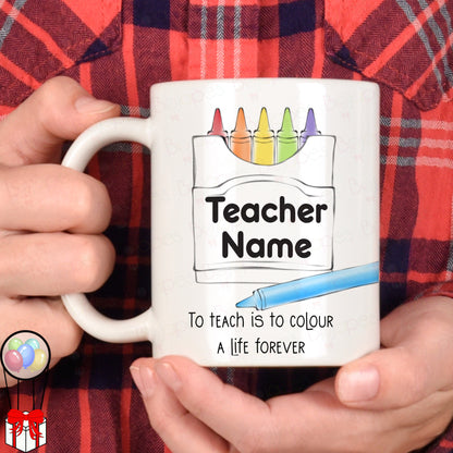 Thank You Teacher Crayon Personalised Mug