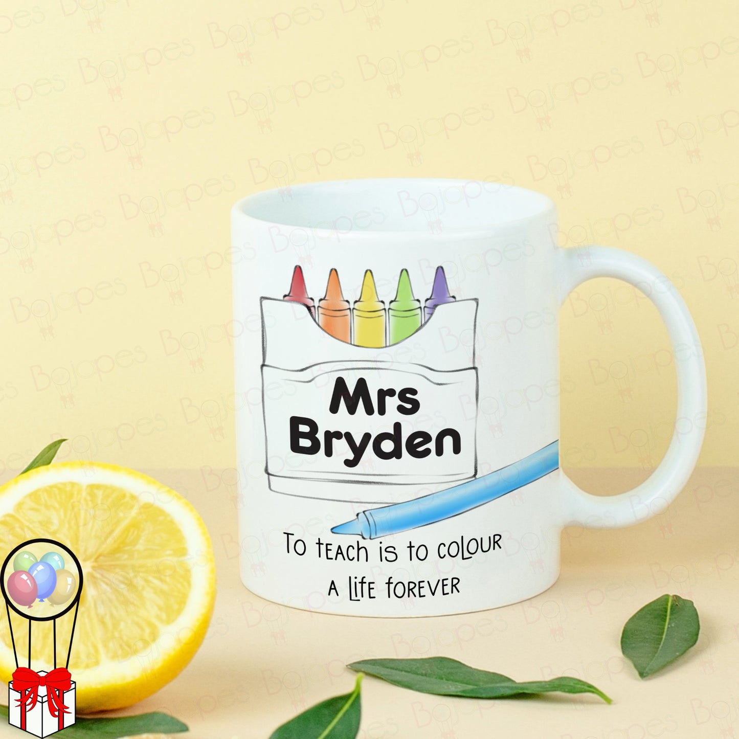 Thank You Teacher Crayon Personalised Mug