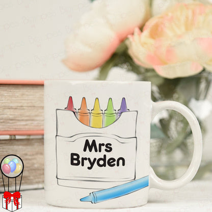 Thank You Teacher Crayon Personalised Mug