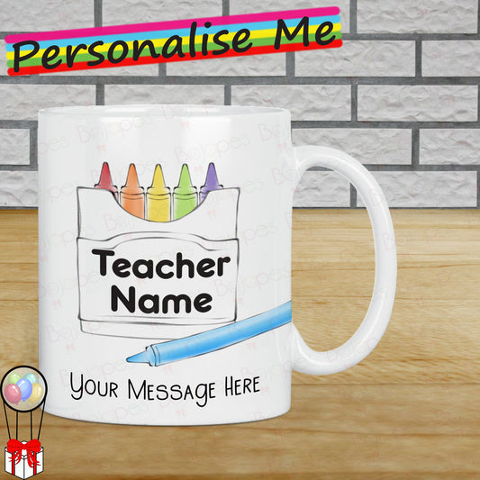 Thank You Teacher Crayon Personalised Mug