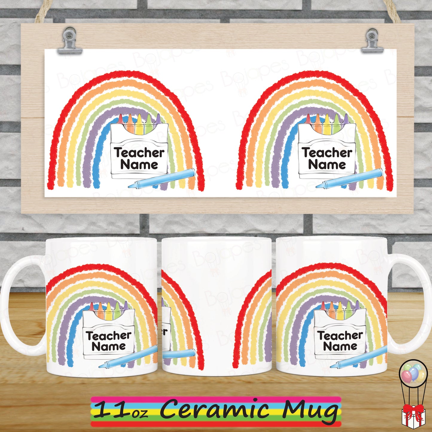 Personalised Crayon Rainbow Teacher Mug