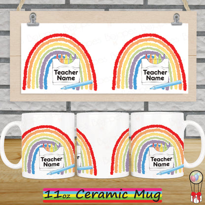 Personalised Crayon Rainbow Teacher Mug