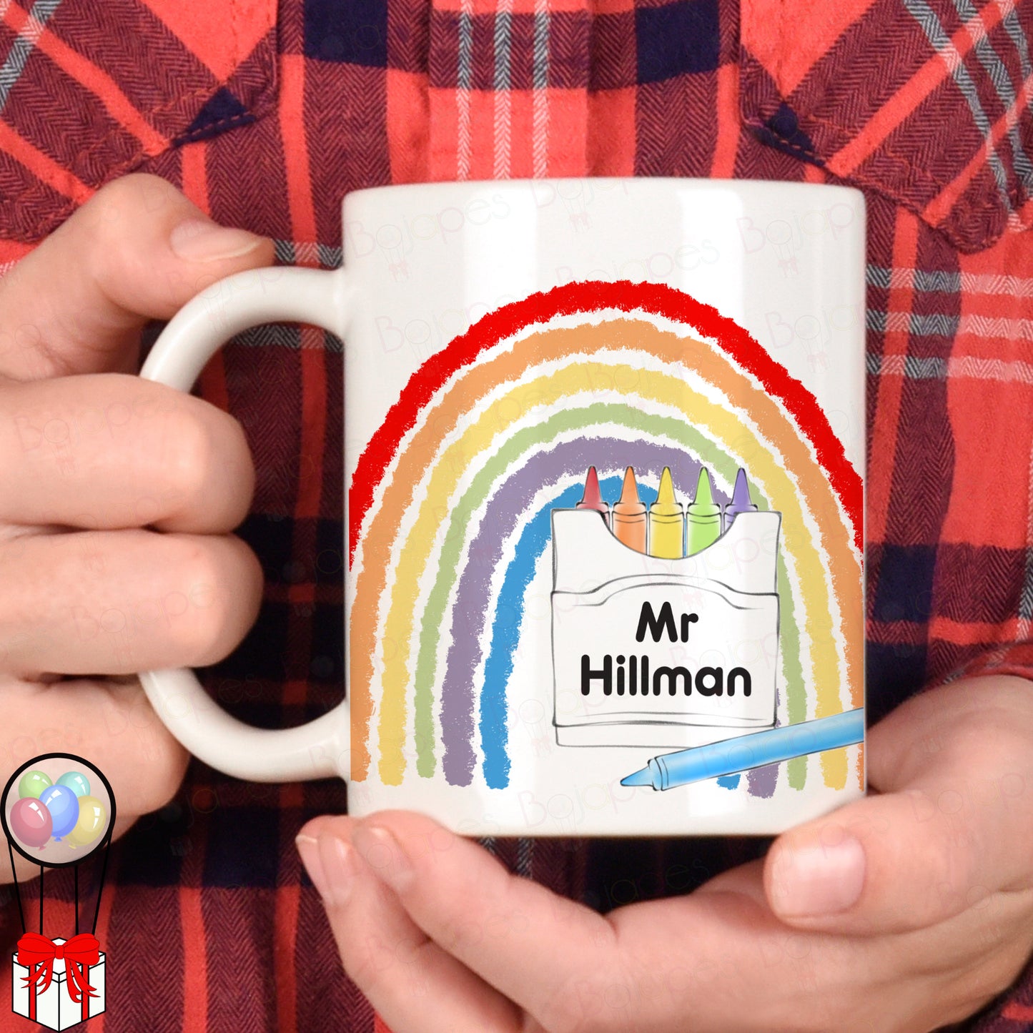 Personalised Crayon Rainbow Teacher Mug