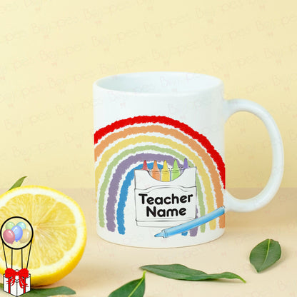 Personalised Crayon Rainbow Teacher Mug