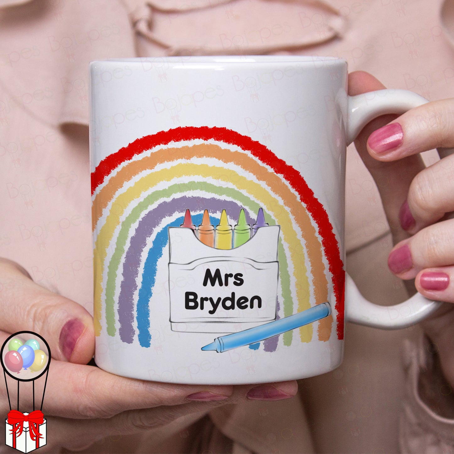 Personalised Crayon Rainbow Teacher Mug