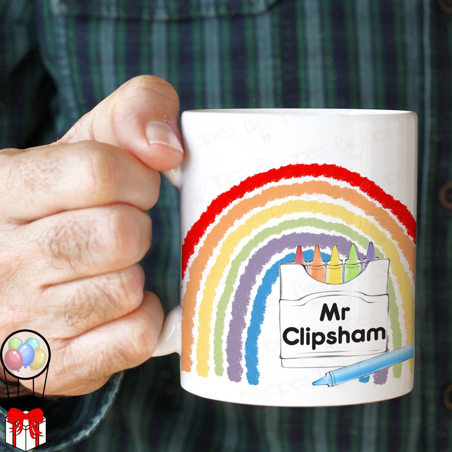 Personalised Crayon Rainbow Teacher Mug