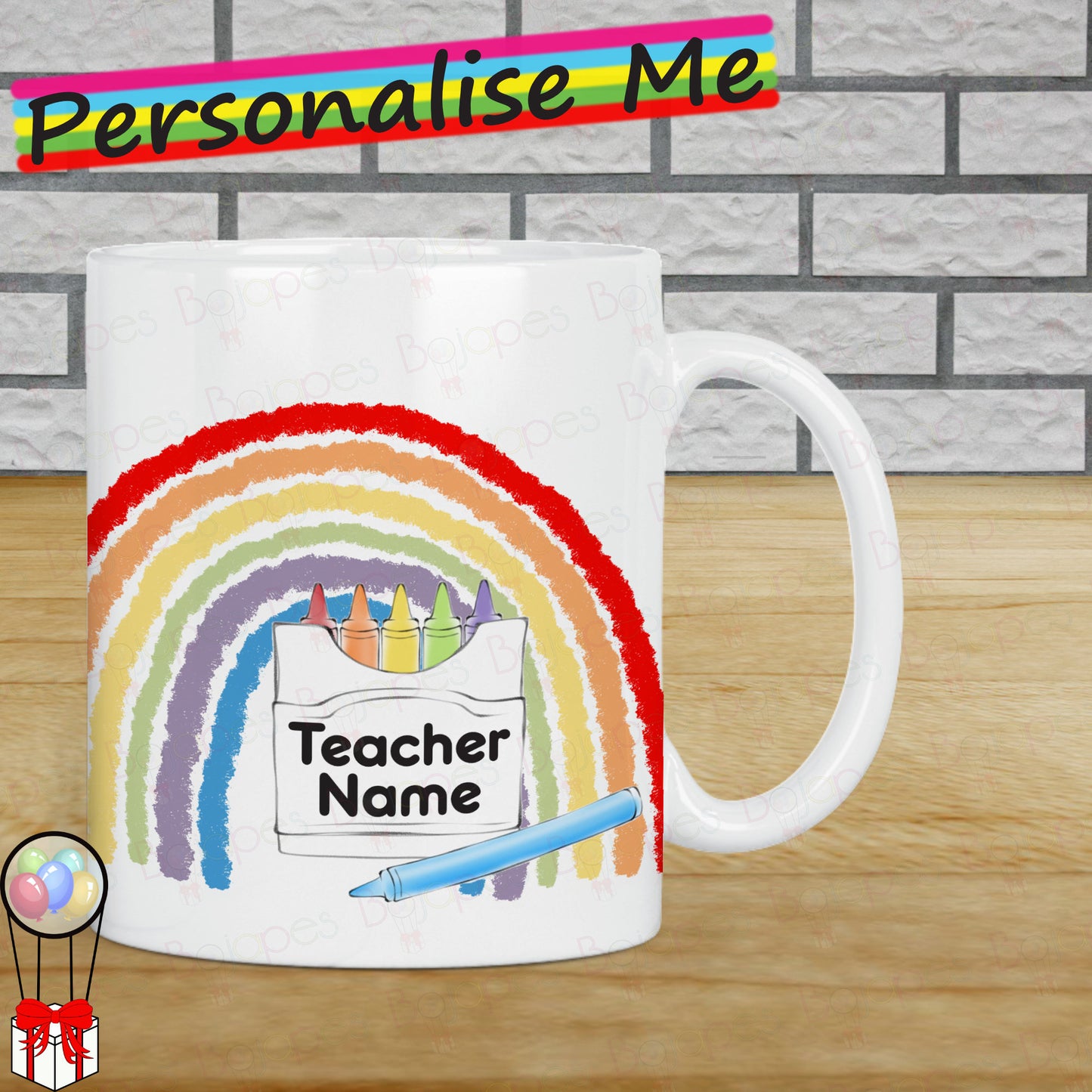 Personalised Crayon Rainbow Teacher Mug