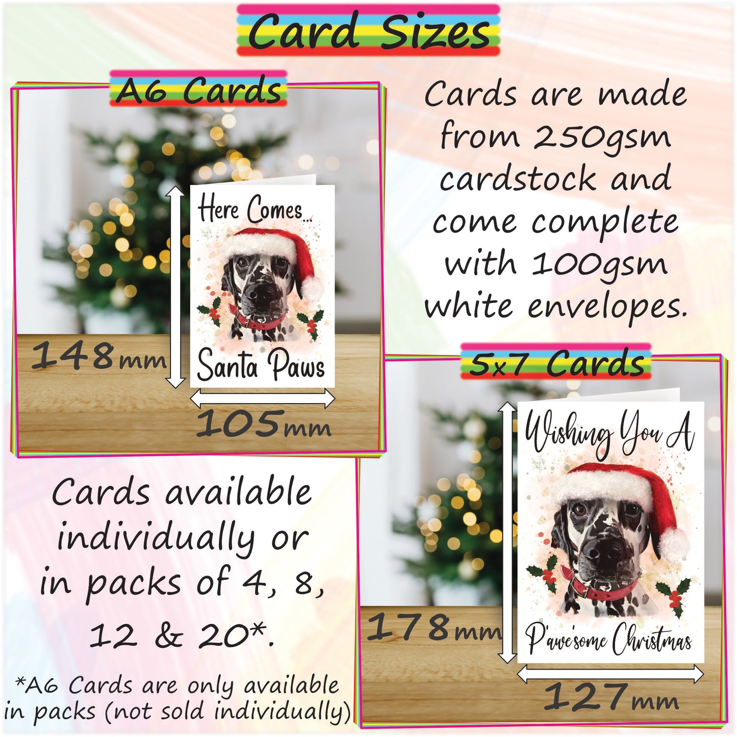 Personalised Dalmation Christmas Card - Seasons Greetings Card for Dog Lovers