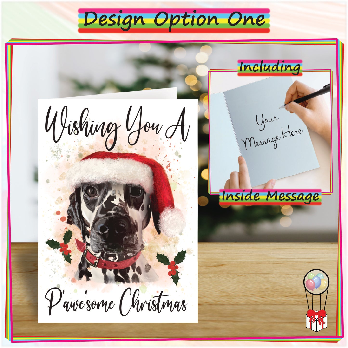 Personalised Dalmation Christmas Card - Seasons Greetings Card for Dog Lovers