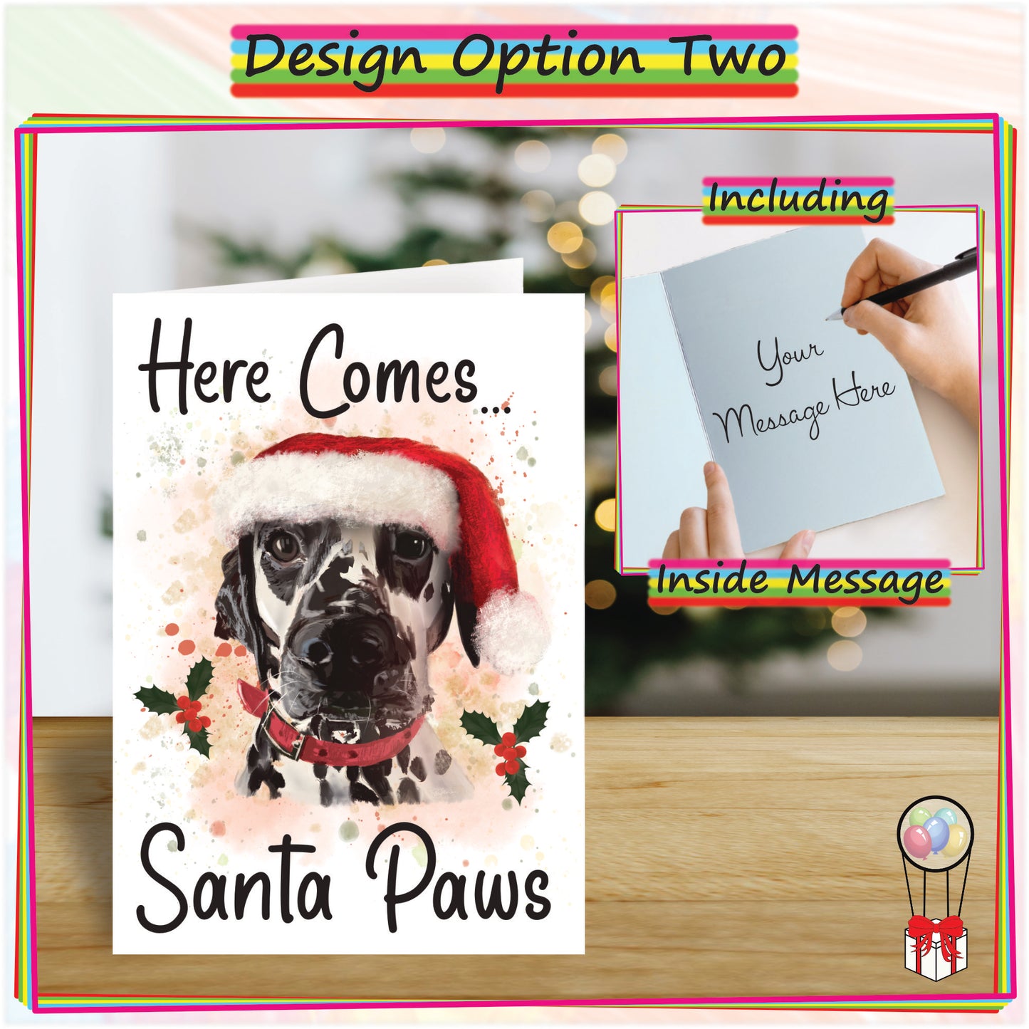 Personalised Dalmation Christmas Card - Seasons Greetings Card for Dog Lovers