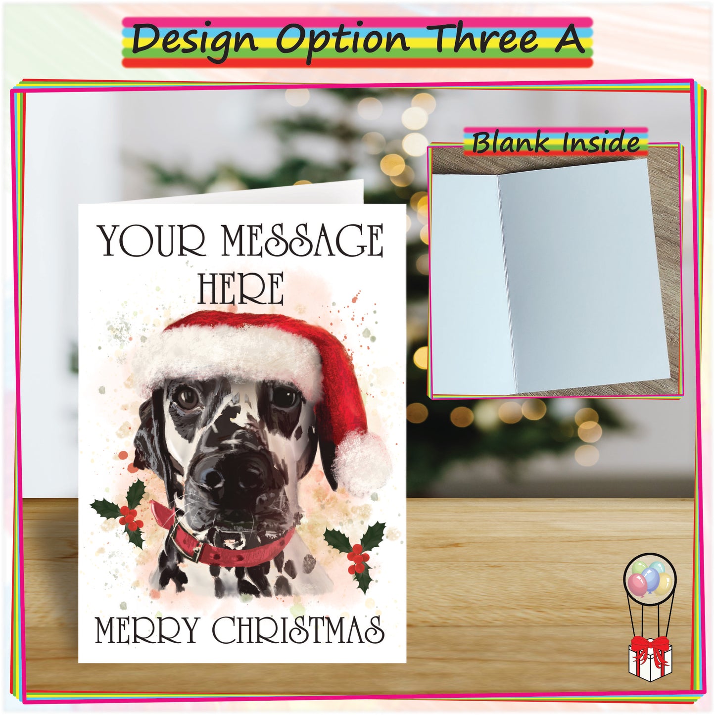 Personalised Dalmation Christmas Card - Seasons Greetings Card for Dog Lovers