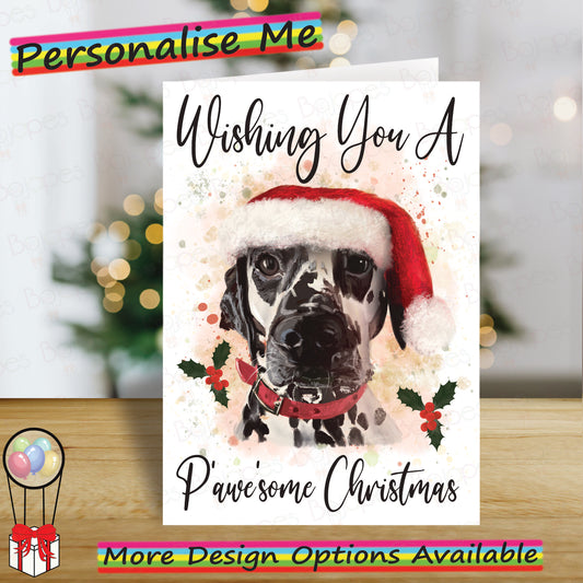 Personalised Dalmation Christmas Card - Seasons Greetings Card for Dog Lovers