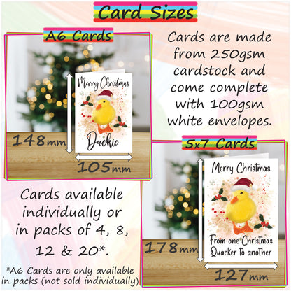 Personalised Duckling Christmas Card - Seasons Greetings Card for Duck Lovers