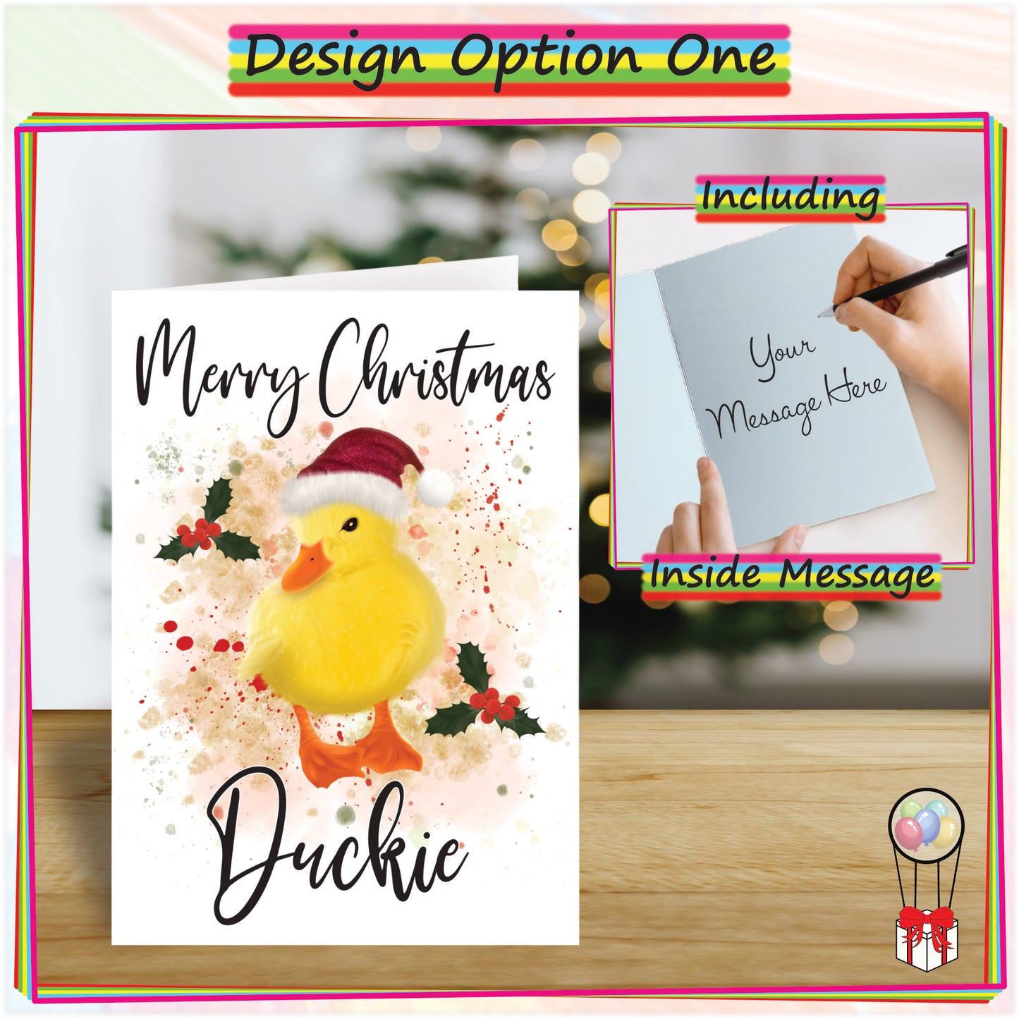 Personalised Duckling Christmas Card - Seasons Greetings Card for Duck Lovers