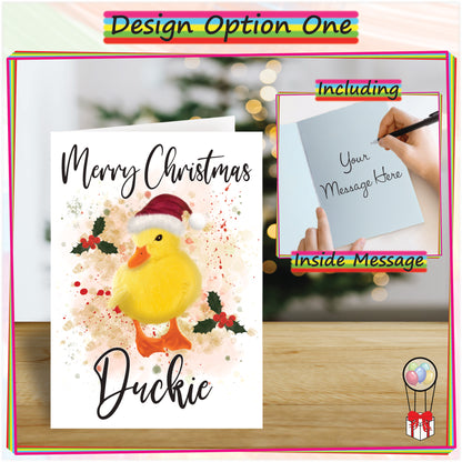 Personalised Duckling Christmas Card - Seasons Greetings Card for Duck Lovers