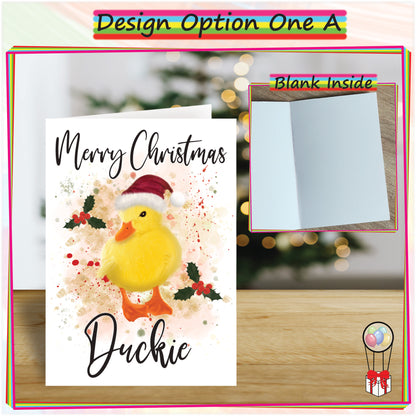 Personalised Duckling Christmas Card - Seasons Greetings Card for Duck Lovers