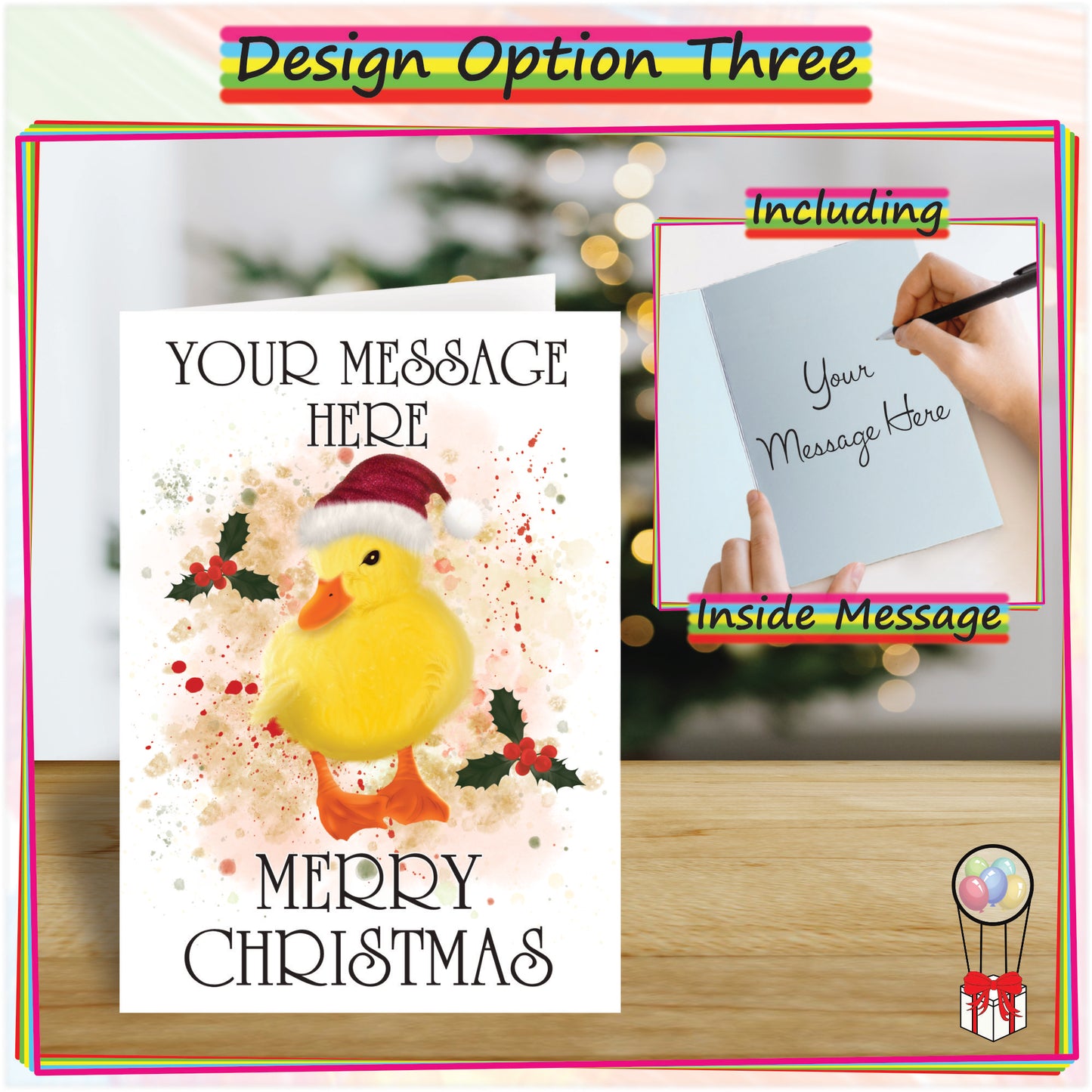 Personalised Duckling Christmas Card - Seasons Greetings Card for Duck Lovers