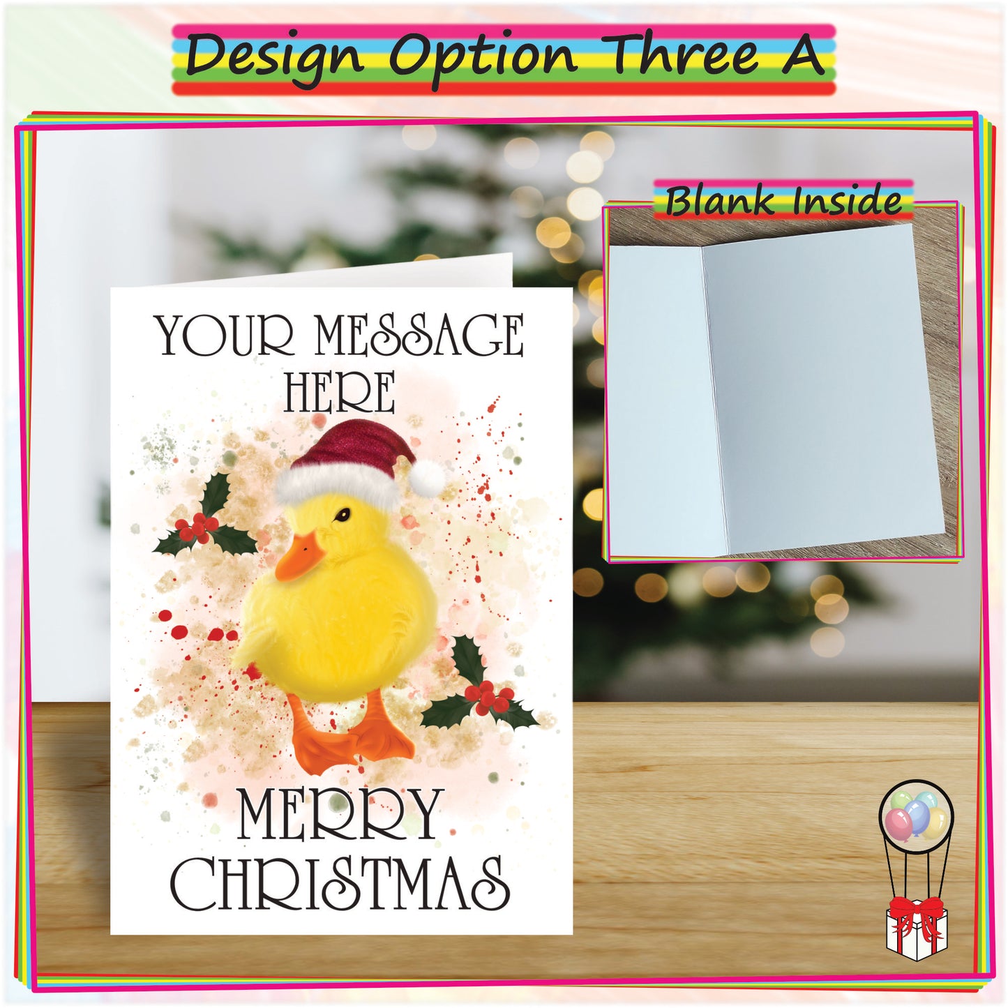 Personalised Duckling Christmas Card - Seasons Greetings Card for Duck Lovers