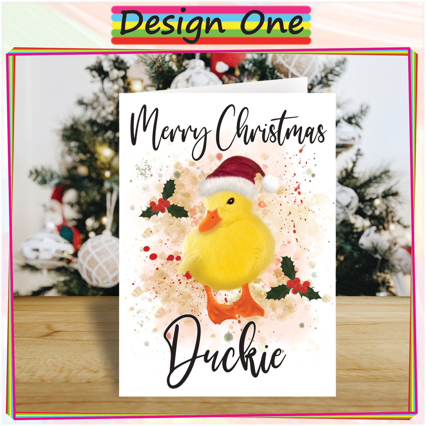 Personalised Duckling Christmas Card - Seasons Greetings Card for Duck Lovers