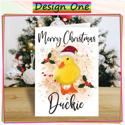 Personalised Duckling Christmas Card - Seasons Greetings Card for Duck Lovers