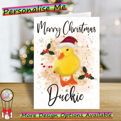 Personalised Duckling Christmas Card - Seasons Greetings Card for Duck Lovers