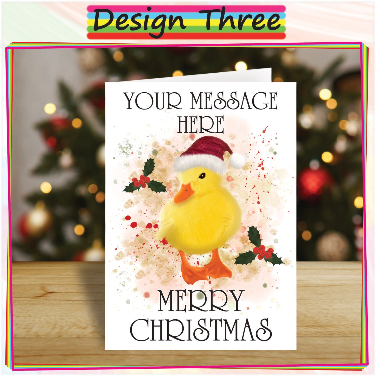 Personalised Duckling Christmas Card - Seasons Greetings Card for Duck Lovers