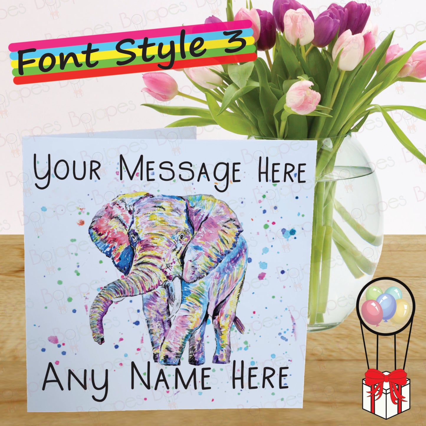 Elephant Card - Personalised Greeting Card for Elephant Lover