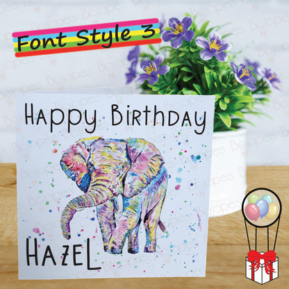 Elephant Card - Personalised Greeting Card for Elephant Lover