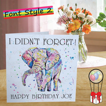 Elephant Card - Personalised Greeting Card for Elephant Lover