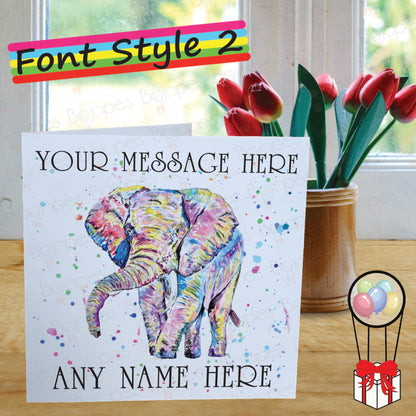 Elephant Card - Personalised Greeting Card for Elephant Lover