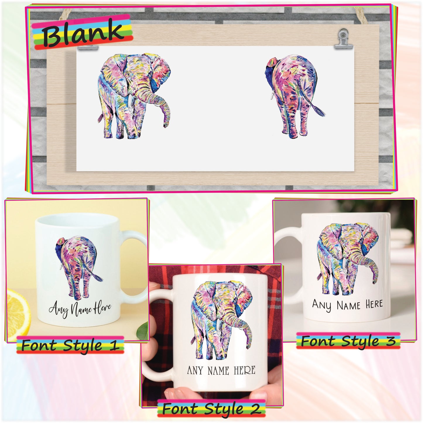 Funny Elephant Mug - Personalised Elephant Mug for Animal Lover