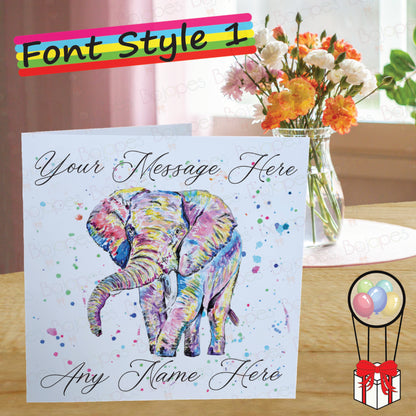 Elephant Card - Personalised Greeting Card for Elephant Lover