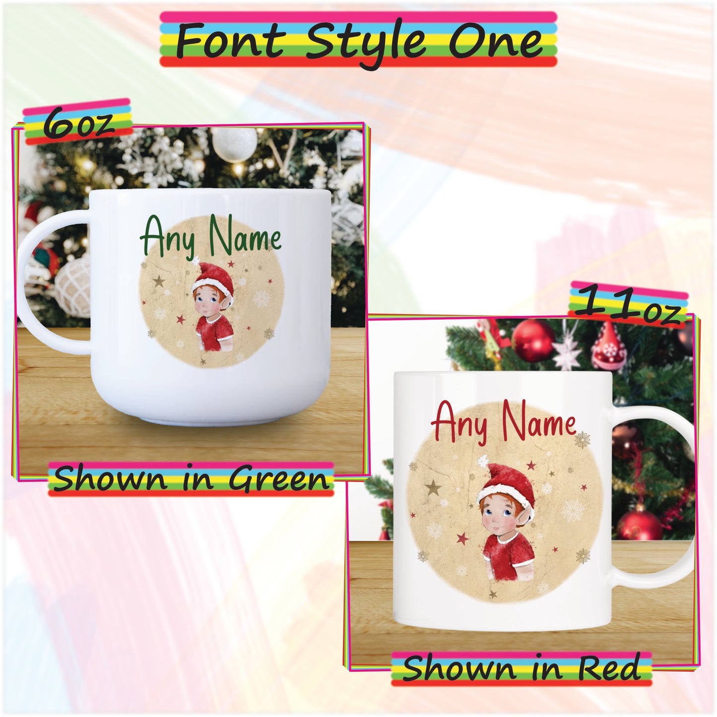 Elf Boy Unbreakable Christmas Mug for Kids - Hot Chocolate Mug with Name