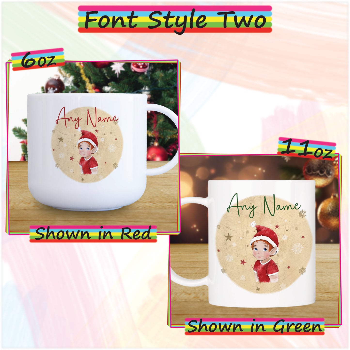 Elf Boy Unbreakable Christmas Mug for Kids - Hot Chocolate Mug with Name